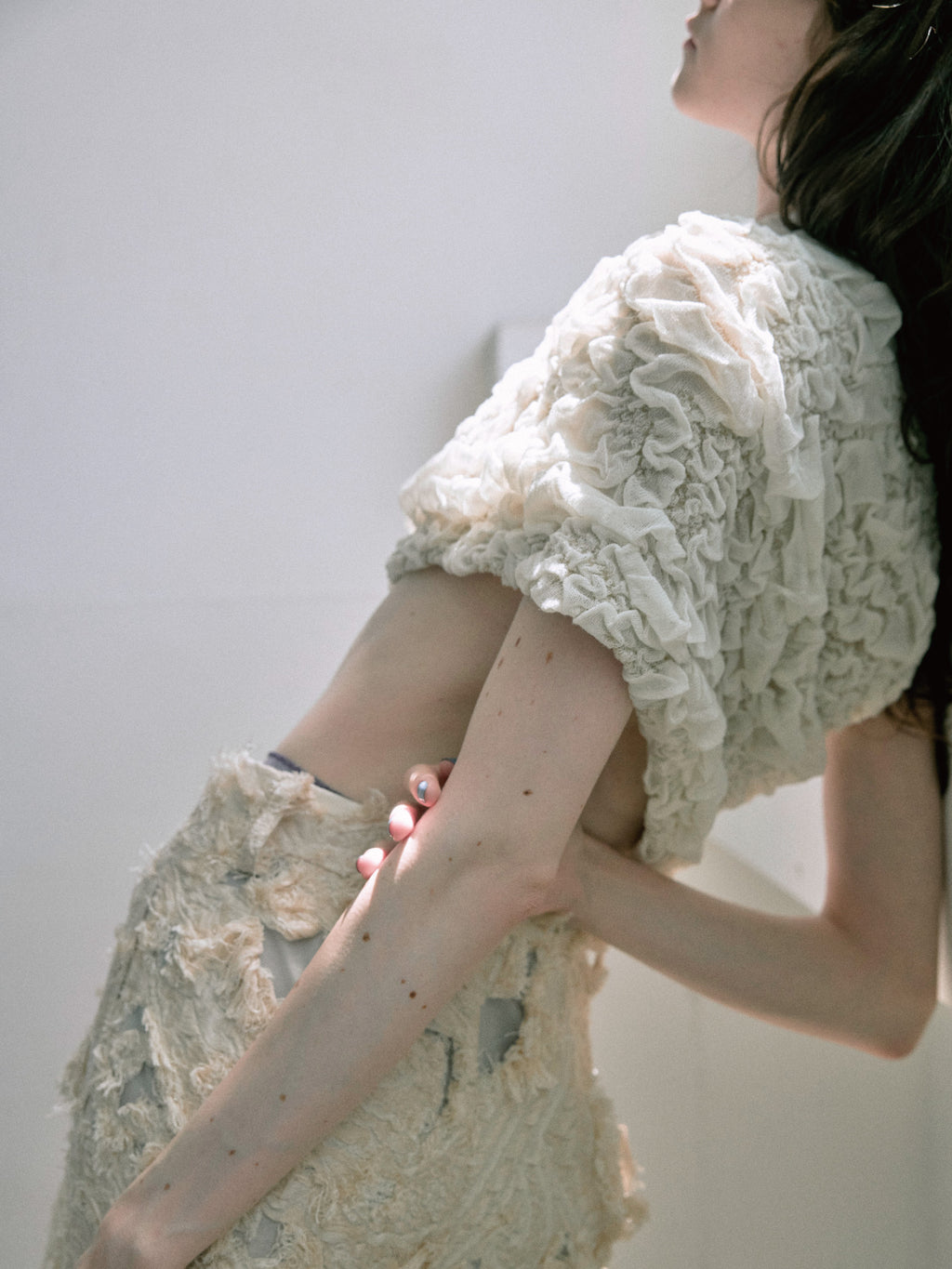Random Jacquard Knit Vest - Ivory