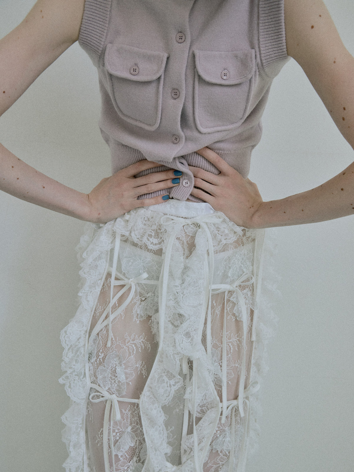 Patch Pocket Knit Vest - Lilac