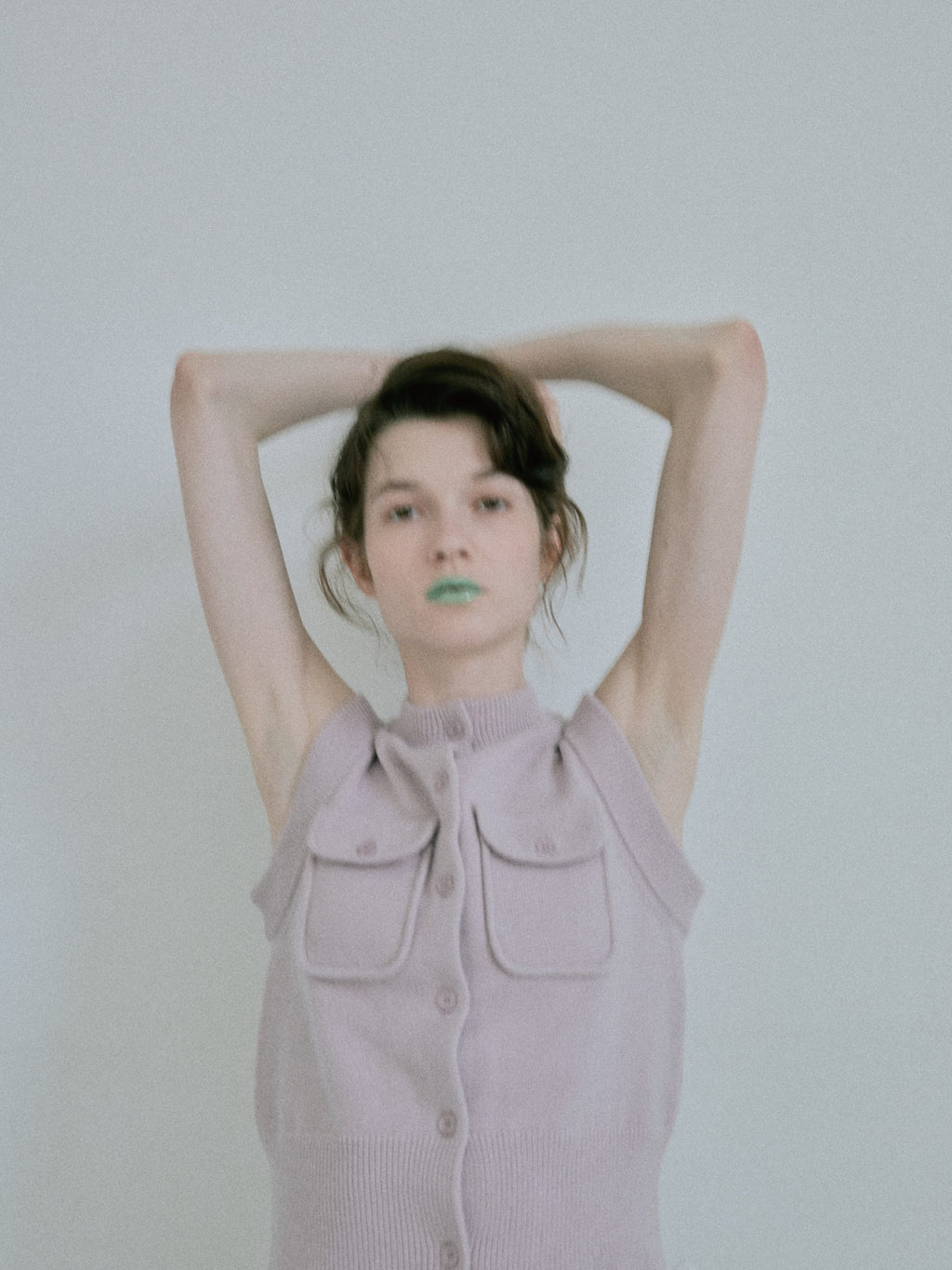 Patch Pocket Knit Vest - Lilac