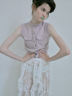 Patch Pocket Knit Vest - Lilac